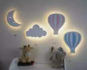 Holz Nachtlicht Kinder Wandmontage Kinderzimmer Beleuchtung Baby Cloud Stimmung LED Lampe - Bild 1 von 63