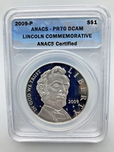2009-P Lincoln Commemorative SILVER Dollar - ANACS PR70 DCAM - Picture 1 of 2