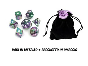 Blackfire Metal Dice Set 7 dadi in metallo Scorched Rainbow + sacchetto RPG - Foto 1 di 6