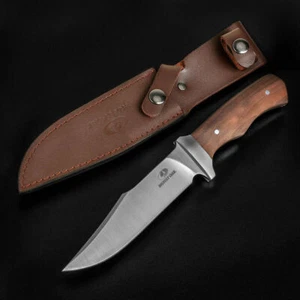 Mossy Oak 11'' Bowie Knife Full-Tang Fixed Blade Wood Handle w/Leather Sheath - Picture 1 of 11