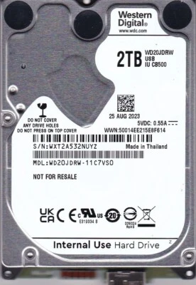 WD20JDRW-11C7VS0 s/n: WXT2A5 AUG/2023 Thailand 2TB USB 3.0 2.5" WESTERN DIGITAL - Image 1 of 4