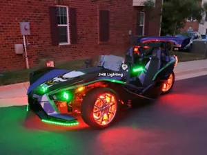 JHB 15.5" Bluetooth Remote DOUBLE ROW RGB Polaris Slingshot LED Wheel Lights x3 - Picture 1 of 13