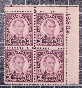 Scott 661 - 3 Cents Lincoln - OG MH Plate Block Of 4 Kansas - SCV $250.00 - Picture 1 of 2