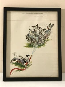 FRAMED TEXACO FIRE CHIEF PUPS DALMATIAN DOGS PUPPIES FIREMEN'S HOSE REPRO - Picture 1 of 3