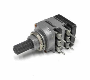 Radiohm 10K Detented Dual Audio Taper Pot, 6mm Knurled Shaft, 10mm Bushing. PD - Picture 1 of 1