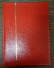 Large Red Leather Stockbook 64 pages clear strips interleaving stamp collection
