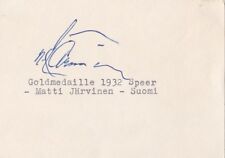 1932 Olympic Autograph / Matti Järvinen / Javelin Gold / Finland