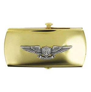 GENUINE U.S. NAVY BELT BUCKLE: CPO AVIATION WARFARE GOLD AND SILVER OXIDIZED EMB - Picture 1 of 1