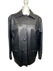Vintage Real Leather Jacket Size Medium Chest 46” Chest Black Button Up Pockets