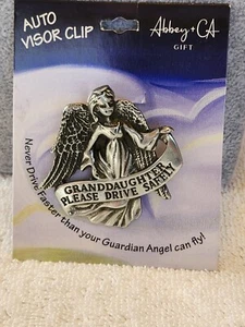 Granddaughter Please Drive Safely Guardian Angel Visor Clip Car Accessory 2 In - Picture 1 of 4