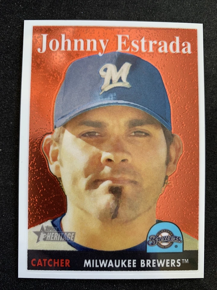 2007 Topps Heritage Chrome THC27 Johnny Estrada Brewers 1141/1958 NMMt Free Ship - Image 1 of 2