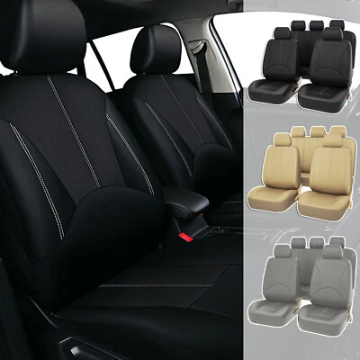 Universal Car Sedan 2/5 Seat Covers Full Set PU Leather Front Rear Protector Pad — 第 1/4 张图片