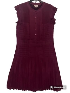 Temperley London Women's Dress US Sz 6 UK 10 Plum Mini Pleat Ruffle Lined Zip - Picture 1 of 12