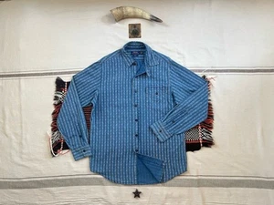 Ralph Lauren Wabash Indigo Work Shirt M Tab Collar RRL Style Vintage Stripe 45" - Imagen 1 de 19
