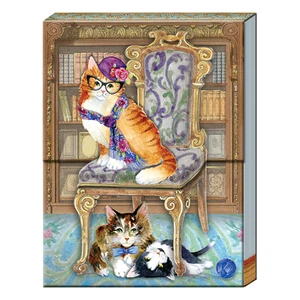 Punch Studio Posh Pets Library Cats Pocket Notepad 3" x 4" 75 Printed Sheets - Picture 1 of 3
