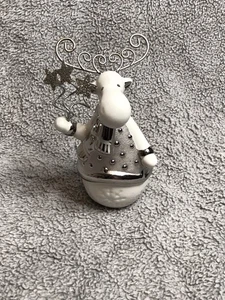 "Estatuilla de cerámica blanca original Pier 1 Imports Moose 4"" con caja" - Imagen 1 de 15