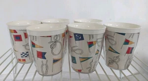 Set 6 tazze plastica isolate tema nautico anni 60 bandiere e nodi barca - Foto 1 di 9