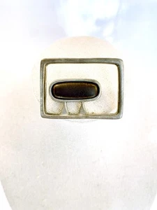 Vintage Tenn Landerholm Pewter Brutalist Modernist Brooch Sweden Signed Gothic - Bild 1 von 4