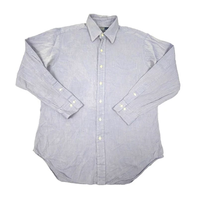 vtg Ralph Lauren Shirt Mens MEDIUM Blue Andrew Long Sleeve Button Up Size M 15.5 - image 1 of 4