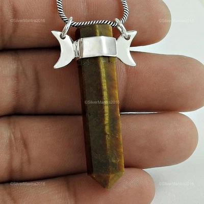 Baguette Naturale di Tigre Occhio Argento Massiccio Nuovo Matita Best Figlie - Immagine 1 di 4