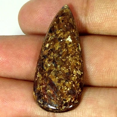 29,00 cts. Piedra preciosa cabujón pera jade ultra marrón 100 % natural 16X40X4 mm Foto 1 de 4