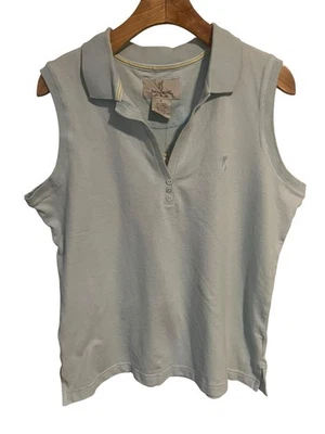 Browning Sleeveless Top Womens XL Blue V Neck Button Collared Tank Shirt NWT - Imagem 1 de 4