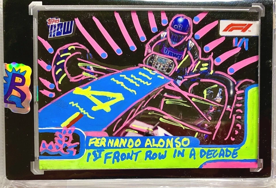 Fernando Alonso 2022 Topps Now 031 Formula 1 F1 UV Embellished Bobzilla Auto 1/1 - Image 1 of 4