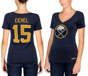 Jack Eichel Buffalo Sabres CCM Women's Name & Number V-Neck T-Shirt - Navy Sz.S - Picture 1 of 1