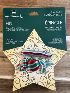 3A) Punze Vintage Weihnachten FREUDE Anstecknadel auf STERNKARTE - Bild 1 von 3