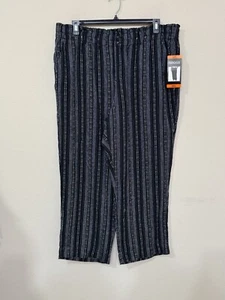 Briggs Women’s Black & White Striped High Rise Elastic Waist Wide Leg Pants XXL - Picture 1 of 15