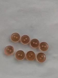 2BX25 8pcs 3/8in SHELL PINK GLOWING 2HOLE BLOUSE SHIRT BUTTONS - Picture 1 of 3