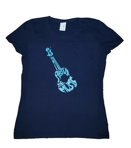 It's All About the Music T-shirt Women Navy Blue Size SM-XL Guitar CLEARANCE - Picture 1 of 1