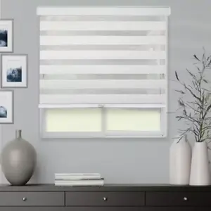 CHICOLOGY Natural Cordless Dual Layer Zebra Roller Window Shade 37 W x 72 L - Picture 1 of 5
