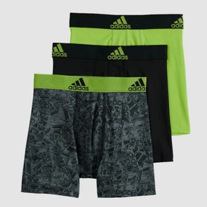 $71 Adidas Underwear Boy's Black Yellow Athletic Mid 3-Pack Boxer Brief Size S - Picture 1 of 1