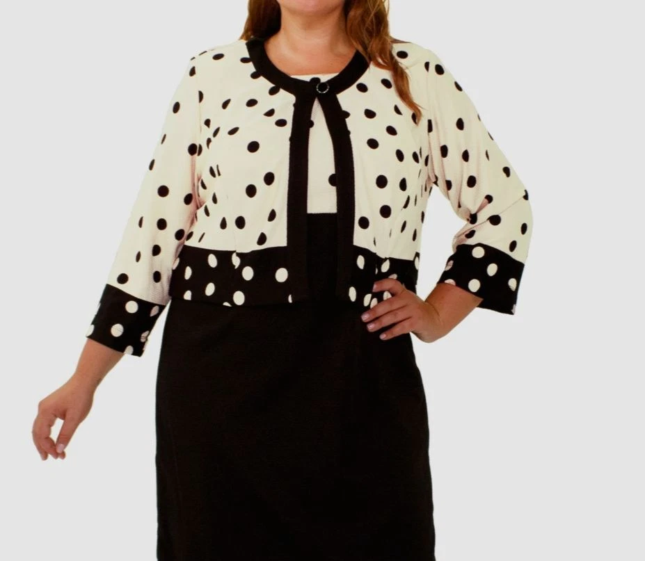 Chaqueta acolchada de punto blanco negro manga 3/4 para mujer NY Collection talla grande 20W Foto 1 de 1