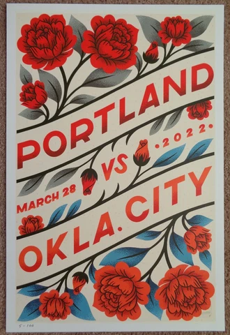 Portland Trailblazers GAMEDAY POSTER 5/100 Oklahoma City Thunder Blazers 3-28-22 Cover