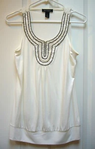 Nuevo Top Casa Blanca Mercado Negro Cuentas Talla S Beige Nuevo Sin Etiquetas - Imagen 1 de 4