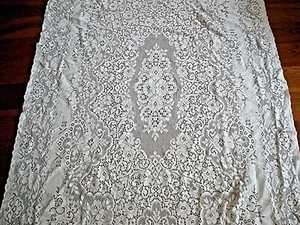 Beautiful White Lace Tablecloth 47" x 82" (O61) - Picture 1 of 5