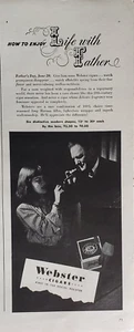 Anuncio impreso de cigarros Webster de colección 1943 efímero arte de pared decoración día del padre - Imagen 1 de 1