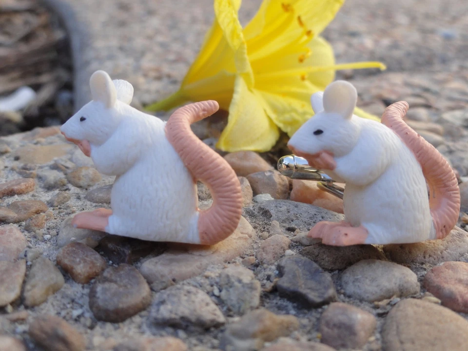 White Mouse Cufflinks--Forest Woodland Wildlife Nature Animal Lab Rat Mice - Imagem 1 de 1