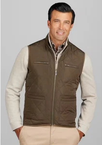Jos. A. Bank SZ XXL Tailored Fit Olive Diagonal Grid Vest Jacket $89 - Picture 1 of 5