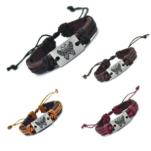 Handmade Leather Bracelet Butterfly Tribal Bohemian - Picture 1 of 5