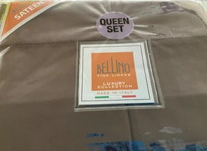 Bellino ~ feine Bettwäsche ~ Queen Lakenset ~ braun ~ hergestellt in Italien ~ Baumwollsatin ~ Neu mit Etikett ~ 300 tc - Bild 1 von 4