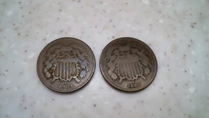 Monedas de cobre de EE. UU. 1864 (en muy buen estado) y 1865 (en muy buen estado) - Imagen 1 de 6