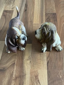 KOSTENLOSER VERSAND Set 2 handgefertigte MayRich BASSET HOUND Hunde Figuren Dekoration - Bild 1 von 9