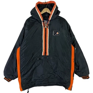Vintage Philadelphia Flyers NHL Starter Puffer Jacket Black Mens L - Picture 1 of 7