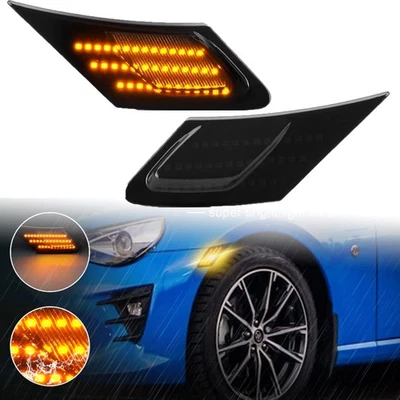 Smoke Front Fender LED Side Marker Lights For 13-20 Subaru BRZ Scion FR-S Toyota Foto 1 de 4