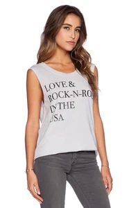 Chaser LA Love Rock N Roll In The USA Gray Tank Top Size Small - Picture 1 of 3