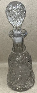 Ornate Cut Crystal Floral Vintage Decanter & Stopper 11" Tall Decor - Picture 1 of 9