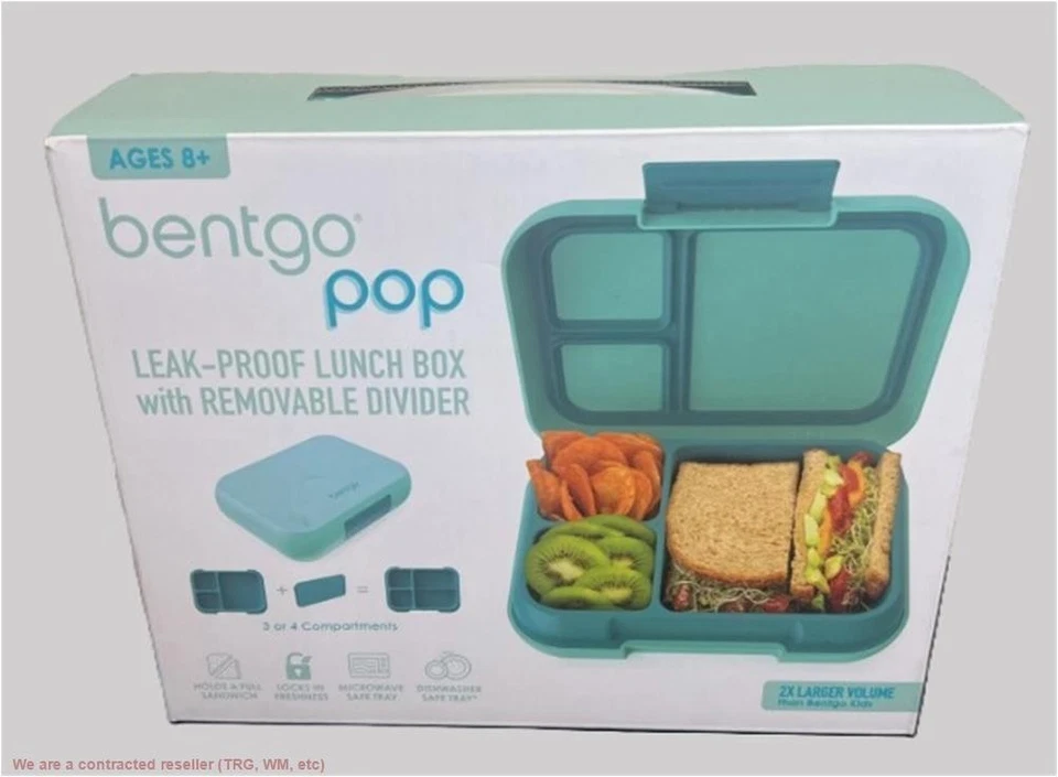 Bentgo Fresh Pop Lunch Bento Box - Aqua/Green Leakproof Plastic Container fo...